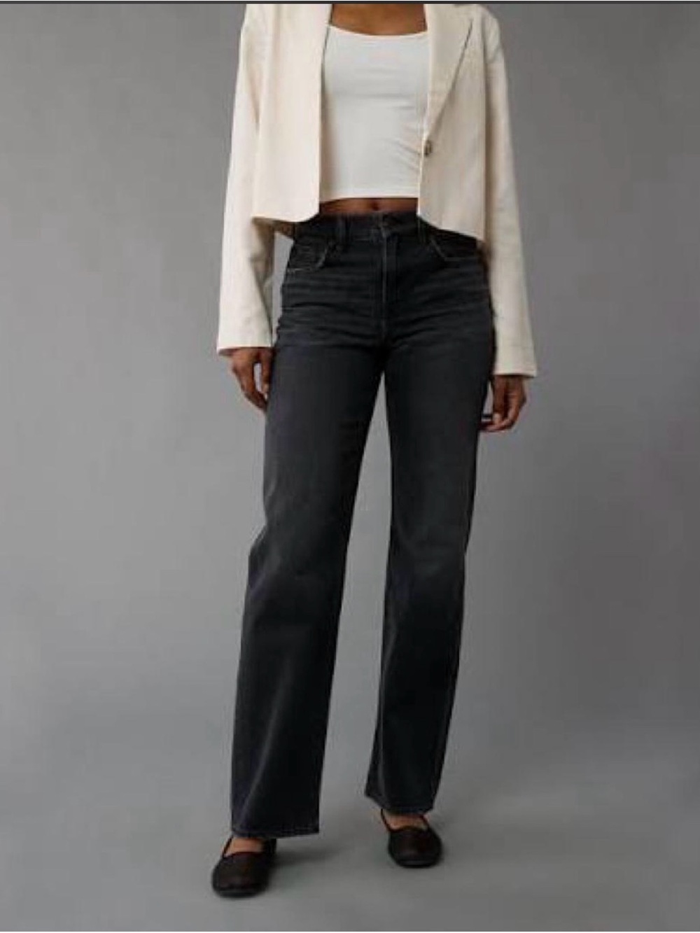 American‎ Eagle Outfitters Stovepipe Women’s Charcoal Washed Straight Jeans